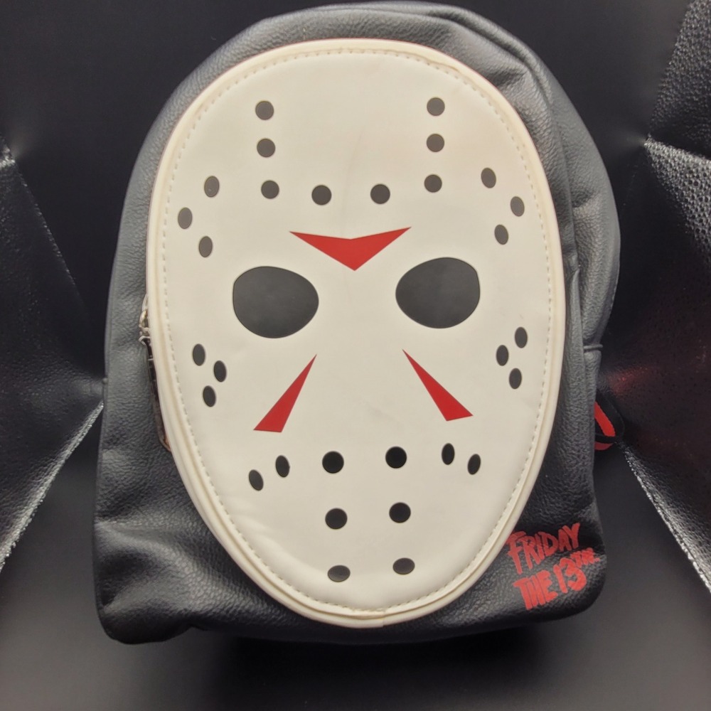 Bioworld Friday the 13th Jason Voorhees Mask Mini Backpack Black Red Horror Glow